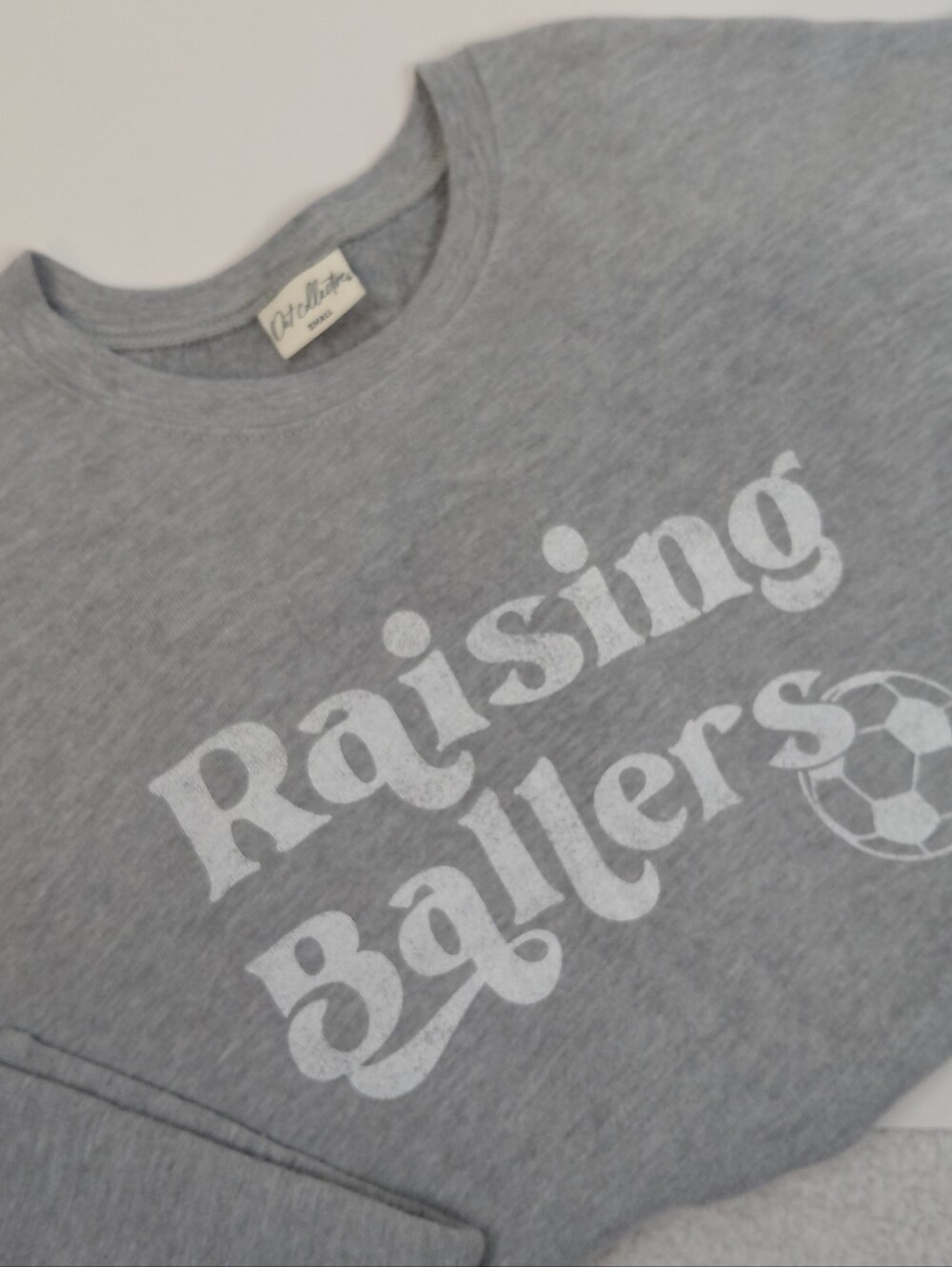 Oat Collective Raising Ballers Sweatshirt Soccer Football Size Small Gray White